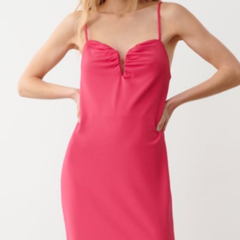 ZARA Pink Ruched Slip Dress S NWT - Picture 2 of 2